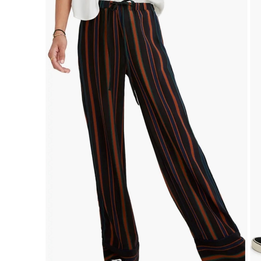 Madewell Striped 100% Silk Pants